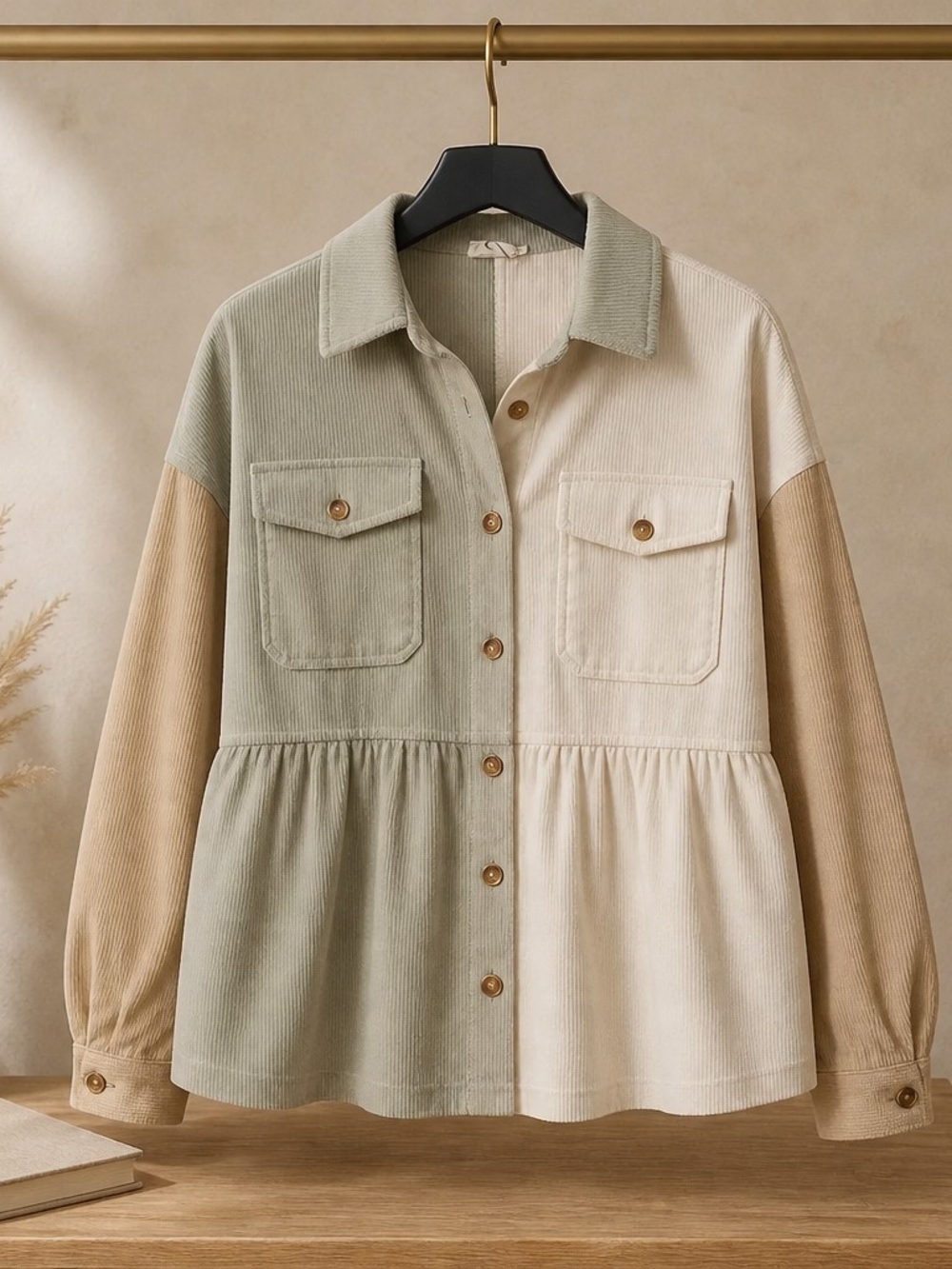 New In Colorblock Corduroy Jacket